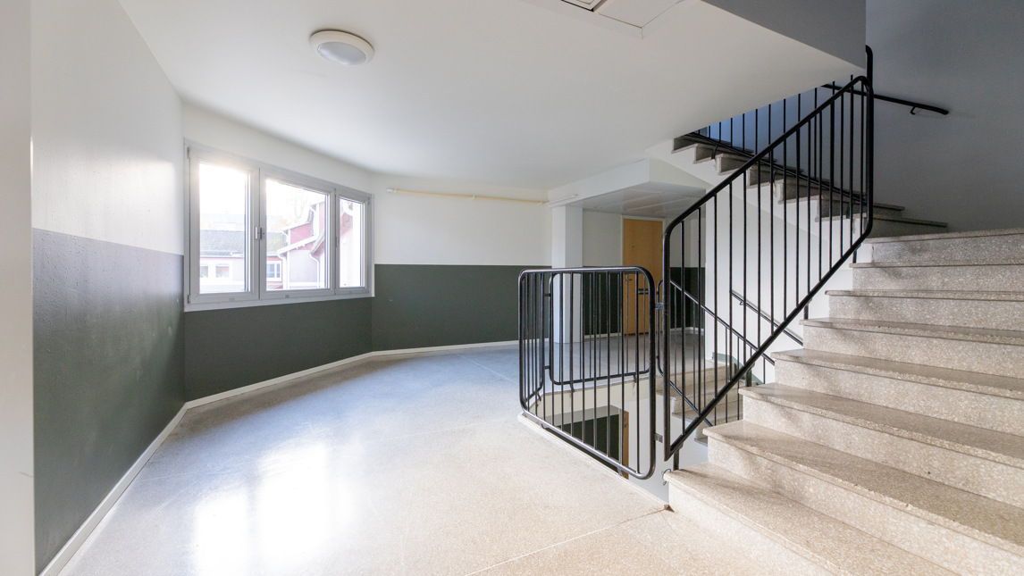 Trapphus i ett lägenhetshus.